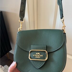 Coach Green Pebbled Leather Saddle Crossbody with Gold Hardware